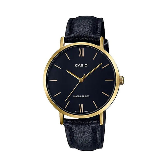 Relógio feminino Casio 3H LEATHER - GOLD, BLACK (Ø 34 mm) (Ø 40 mm)