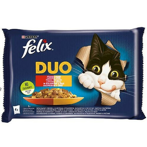 Comida para gato Purina Duo Frango Vitela Borrego Fígado Pássaros 4 x 85 g