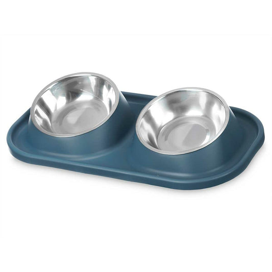 Comedouro para Cão Mascow 317 317 Azul Metal 40 x 8,5 x 22 cm Duplo