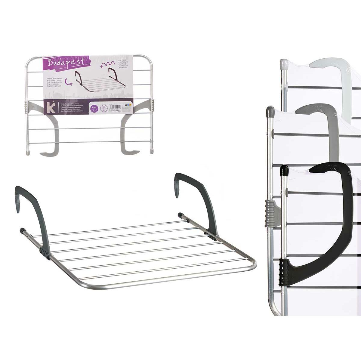 Estendal Kipit WR1013D WR1013D Branco Prateado Cinzento claro Cinzento escuro Alumínio Plástico 63 x 3 x 50 cm 62,5 x 50 x 16,5
