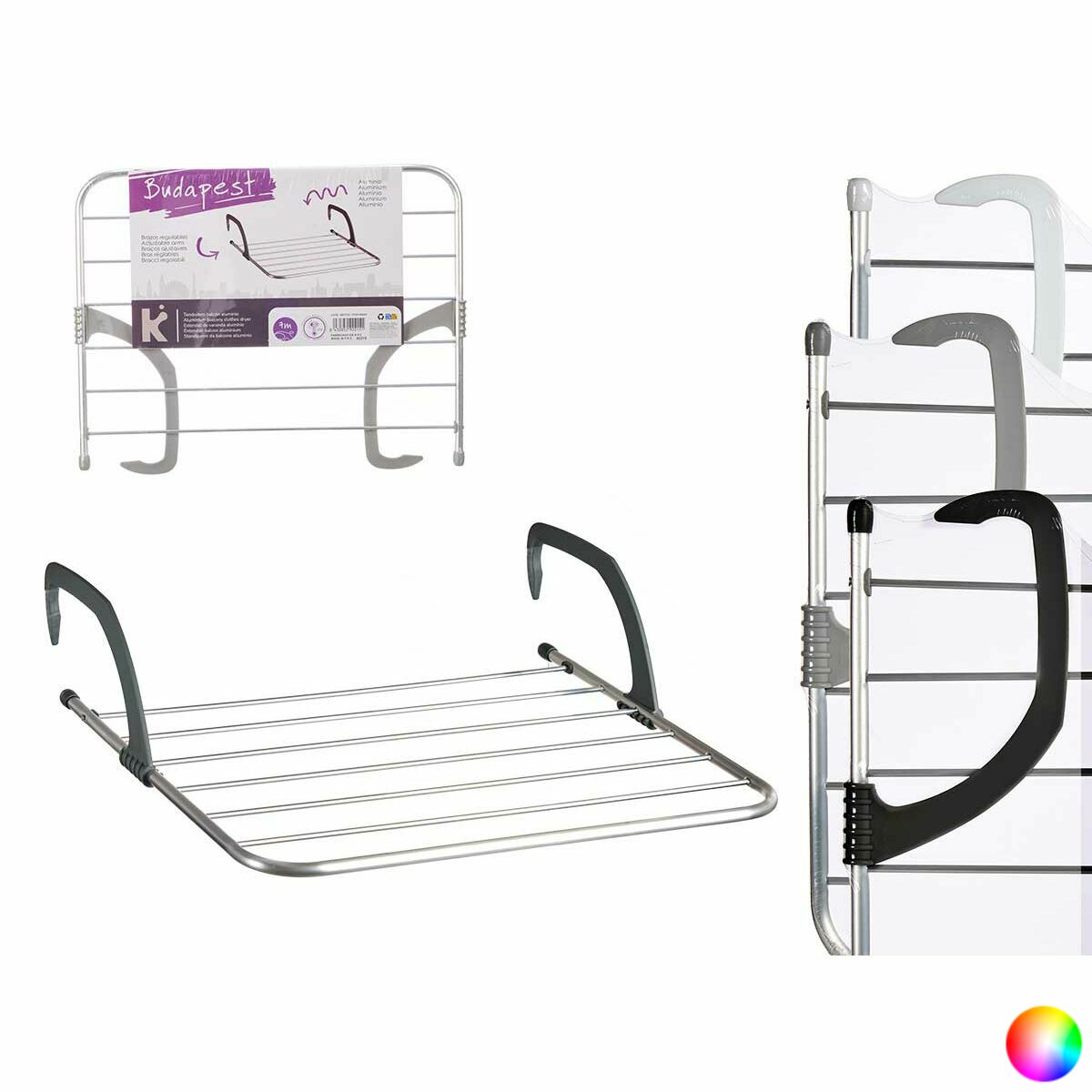 Estendal Kipit WR1013D WR1013D Branco Prateado Cinzento claro Cinzento escuro Alumínio Plástico 63 x 3 x 50 cm 62,5 x 50 x 16,5
