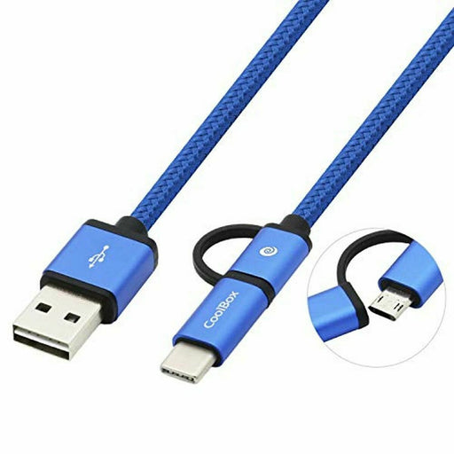 Cabo USB para Micro USB e USB C CoolBox COO-CAB-U2MC-BL